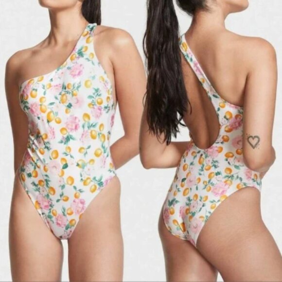 Victoria's Secret white floral one shoulder one‎ piece swimsuit small - Picture 1 of 5